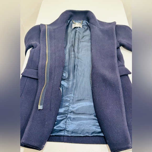Crew Nello Gori Stadium Cloth Cocoon Coat Dark Blue Women Wool Blend Size 2 - Picture 10 of 10